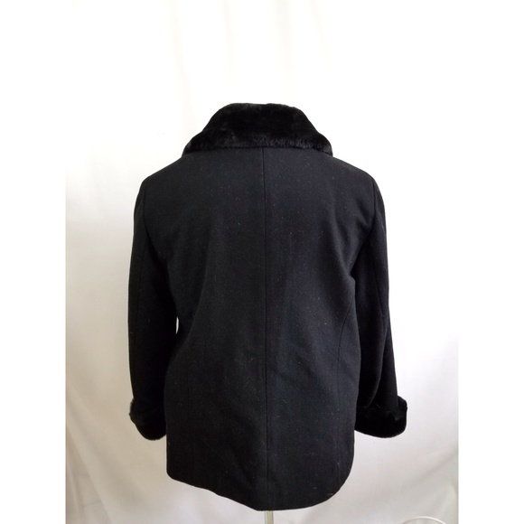 Lane Bryant SIze 18 20 Black Peacoat Fur Trim - Picture 4 of 5